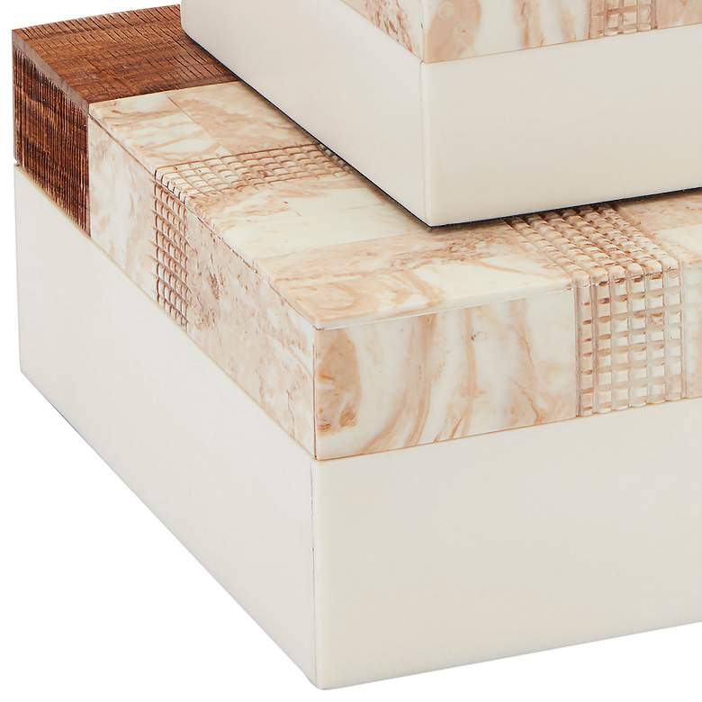 Image 2 1940s Brown and Ivory Rectangular Decorative Boxes Set of 2 more views