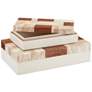 1940s Brown and Ivory Rectangular Decorative Boxes Set of 2
