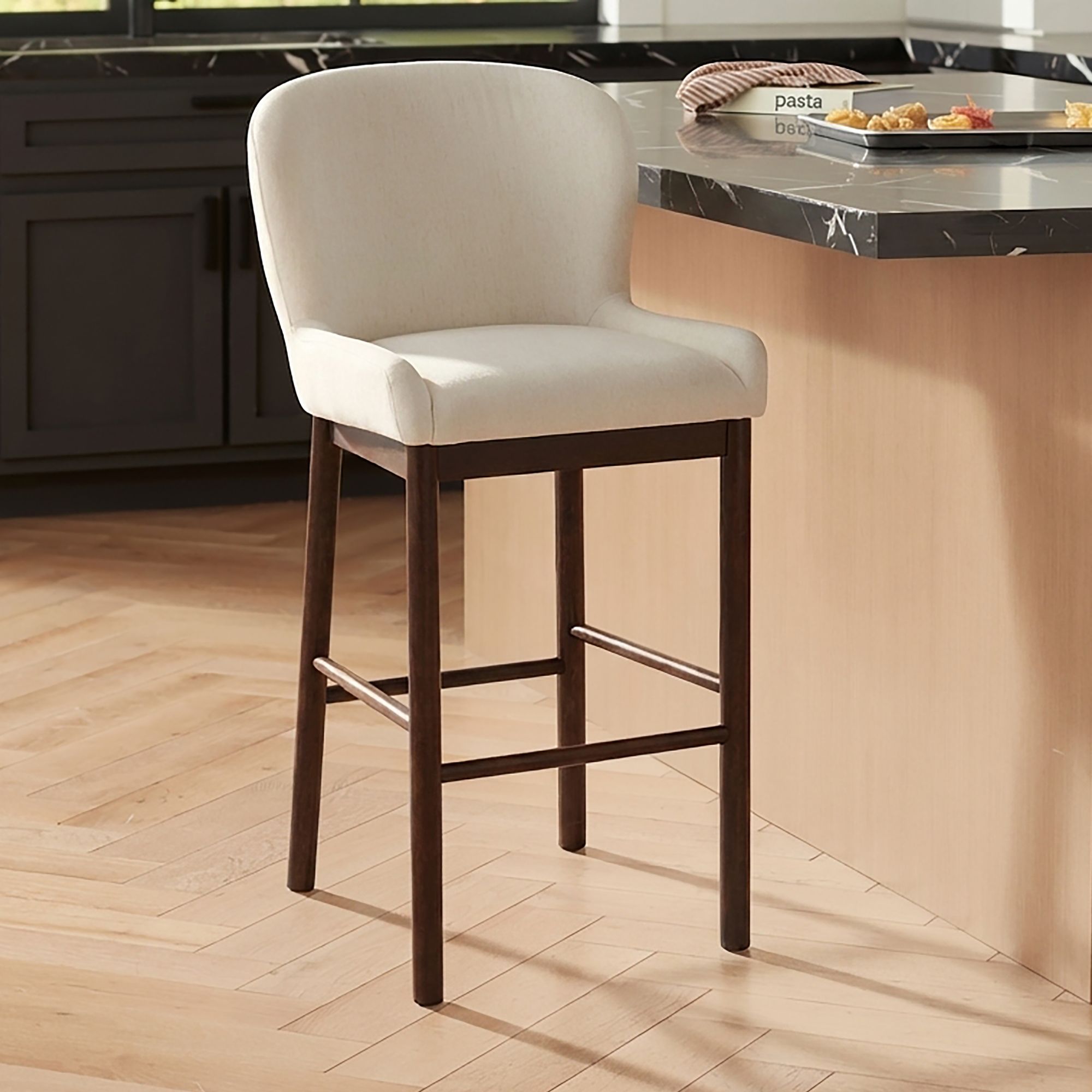 Image 1 Possini Euro Gia 31" High Valdese Armstrong and Walnut Barstool in scene