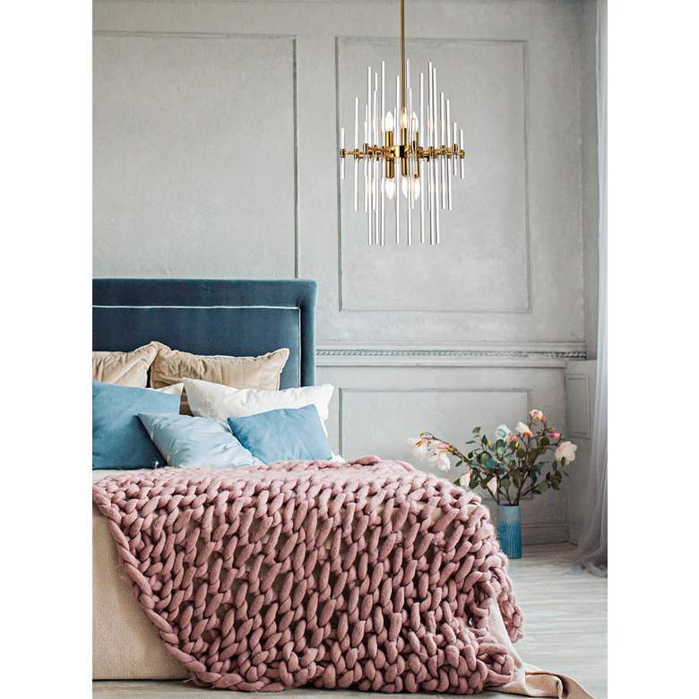 Image 1 Sienna 17" Wide Gold and Clear Glass 6-Light Pendant in scene