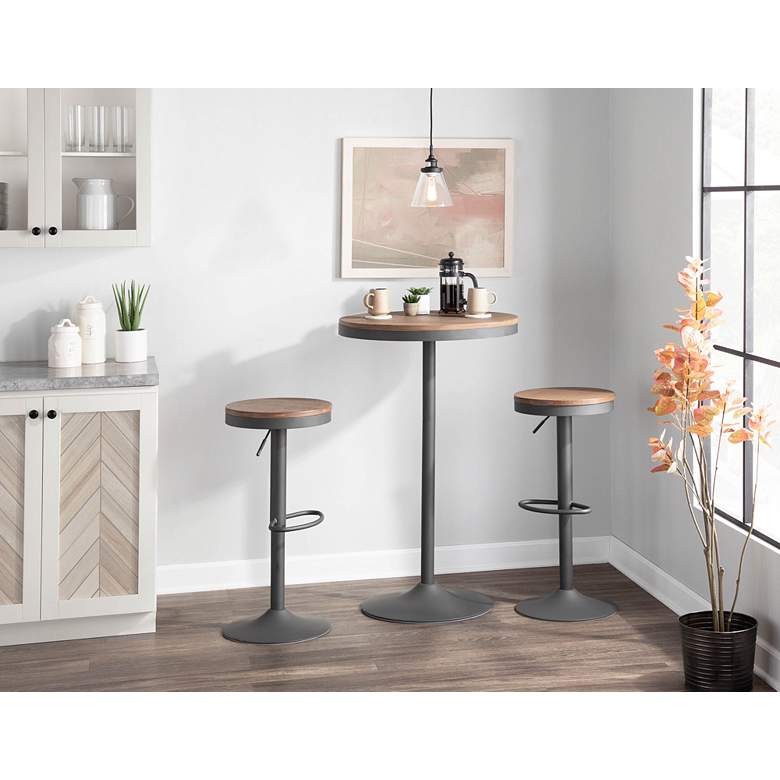 Image 1 Dakota 27"W Brown Gray Adjustable Round Bar/Dinette Table in scene