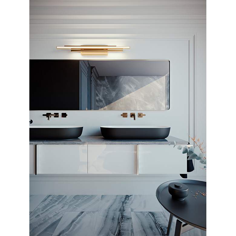 Image 1 Indra 36" LED Vanity - Satin Brass in scene
