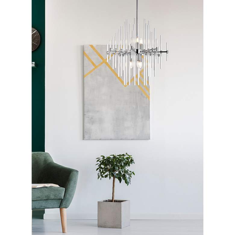 Image 1 Sienna 23" Wide Chrome and Clear Glass 6-Light Pendant in scene
