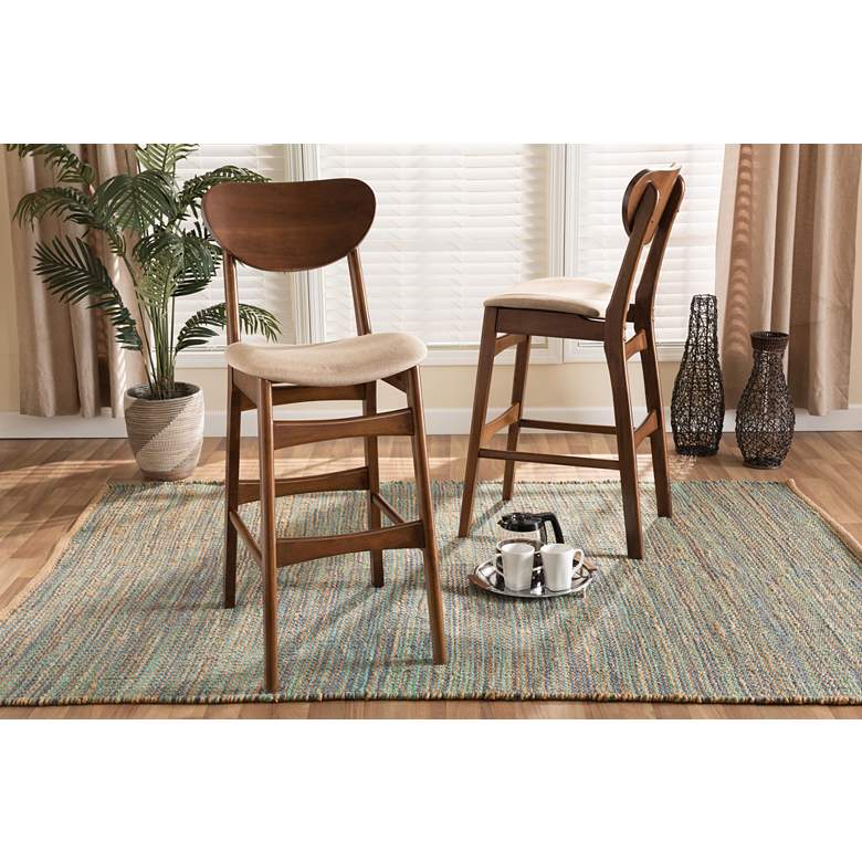 Image 1 Baxton Studio Katya 29" Sand Fabric Bar Stools Set of 2 in scene