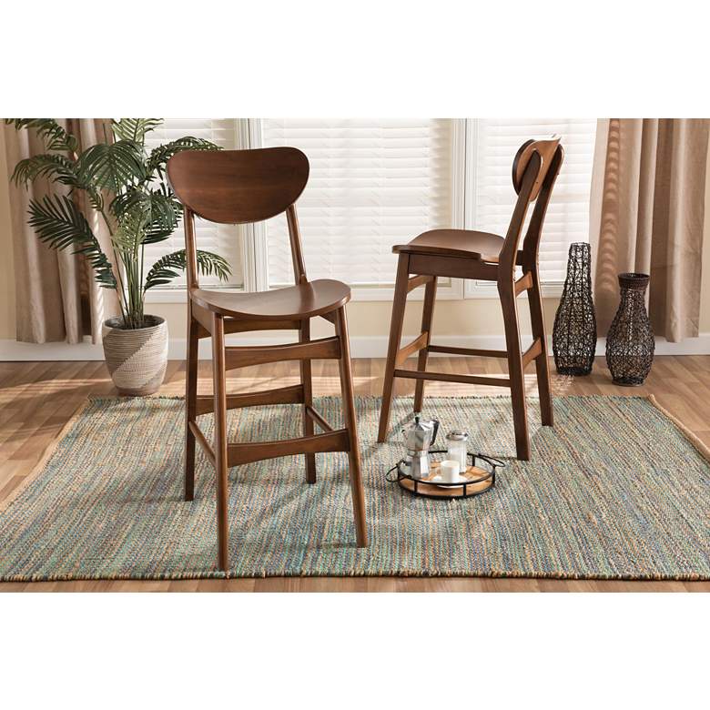 Image 1 Baxton Studio Katya 28 3/4" Walnut Brown Bar Stools Set of 2 in scene