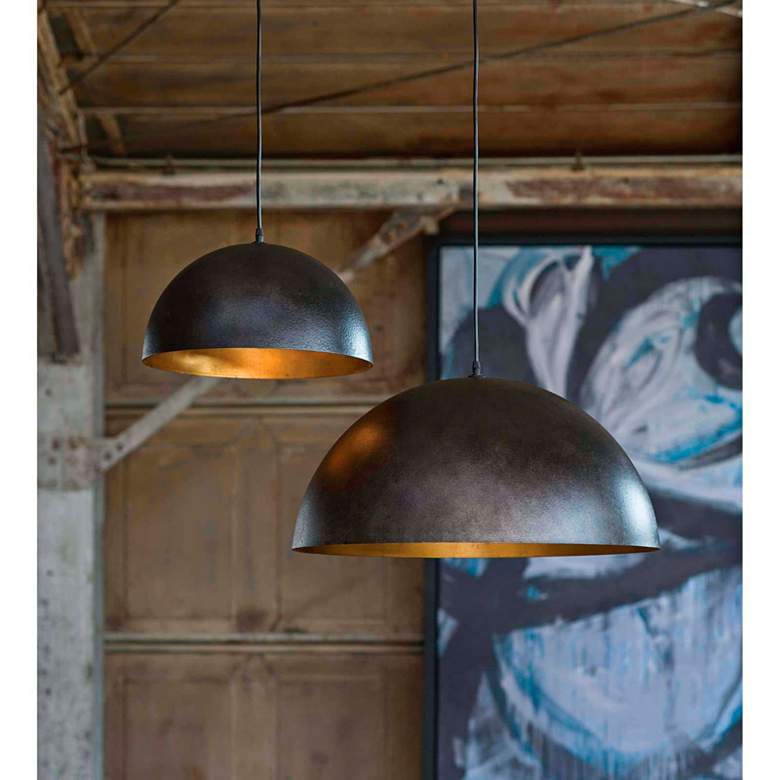 Image 1 Sigmund 24" Wide Blackened Steel Dome Pendant Light in scene
