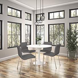 Image1 of Astrid 39 1/2" Wide Matte White Lacquer Round Dining Table in scene
