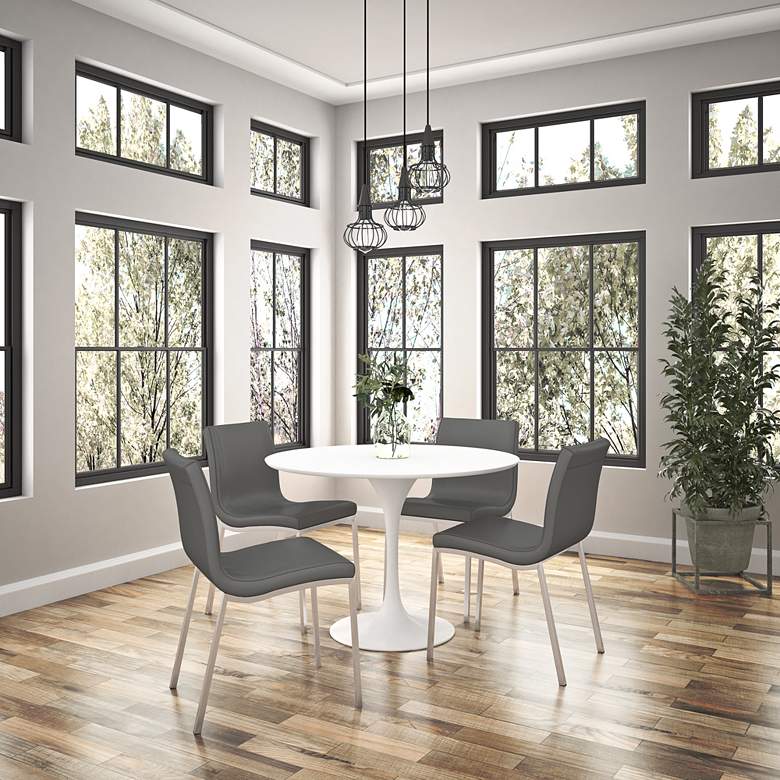 Image 1 Astrid 39 1/2" Wide Matte White Lacquer Round Dining Table in scene