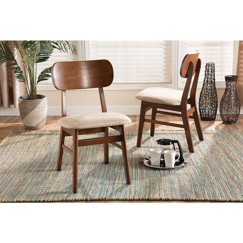 Image 1 Baxton Studio Euclid Sand Fabric Dining Chairs Set of 2 in scene