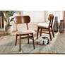 Baxton Studio Euclid Sand Fabric Dining Chairs Set of 2 in scene