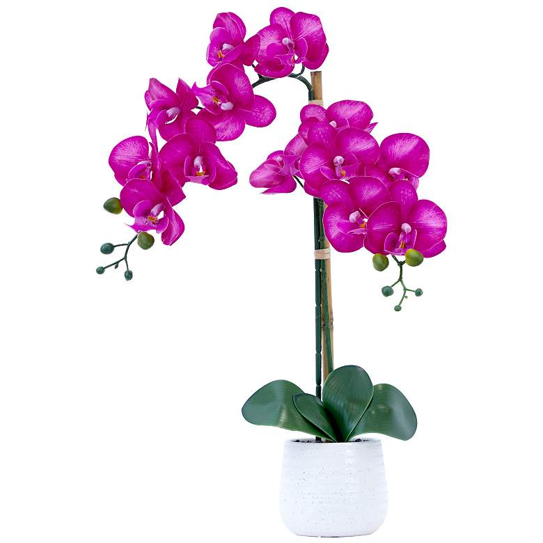 Image 1 19in. Artificial Purple Orchid with Decorative Vase