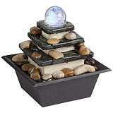 Pyramid Feng Shui Ball Lighted 10 High Table Fountain N5177 Rolling Ball Three Tier Tabletop Zen Fountain