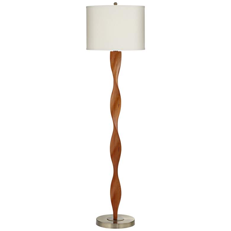 Image 1 1G489 - Antique Brass Twist Wood Floor Lamp