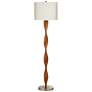 1G489 - Antique Brass Twist Wood Floor Lamp