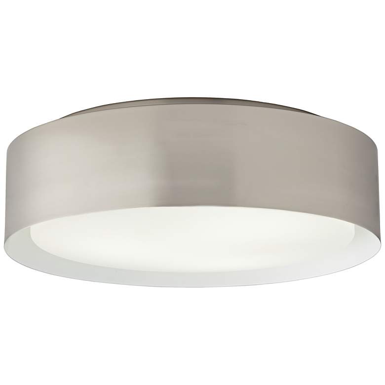 Image 1 1G963 -15 inch Opal Glass and Satin Nickel Flushmount Fixture