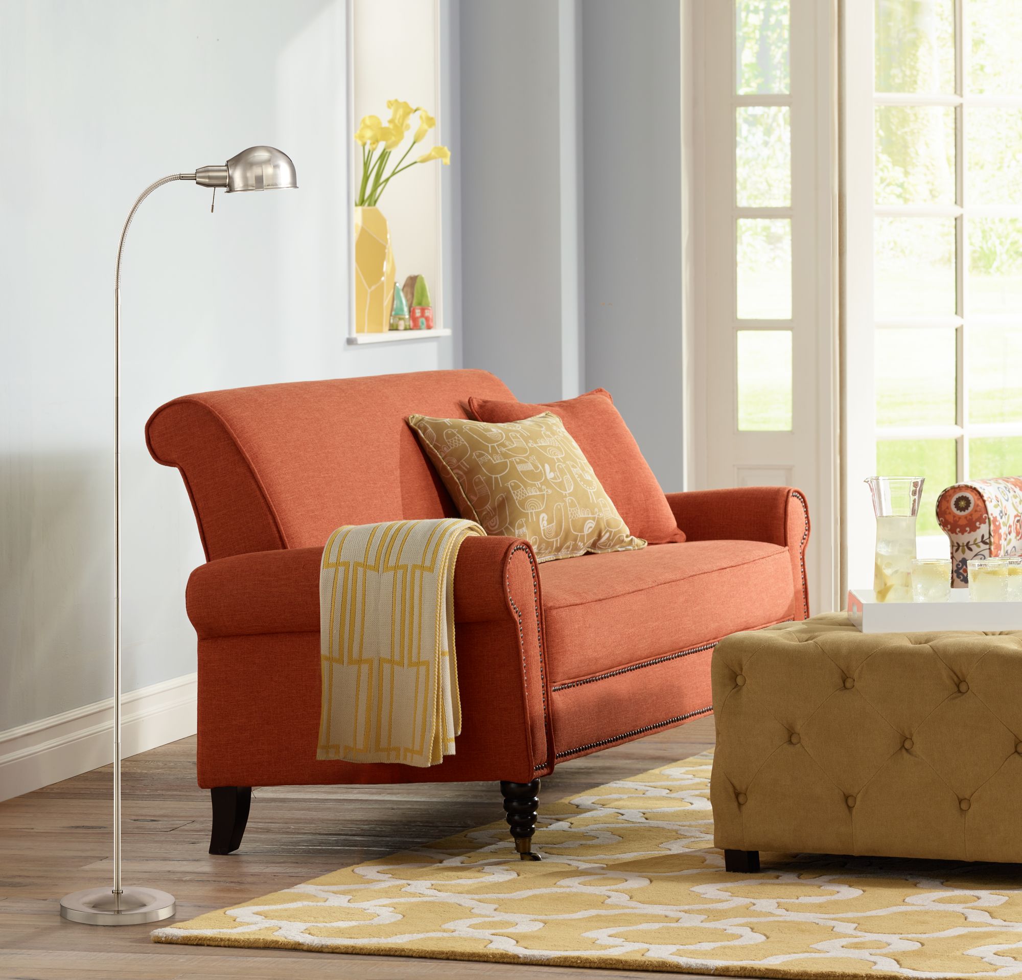 Image 1 360 Lighting Ridley 61" Satin Nickel Modern Gooseneck Floor Lamp in scene