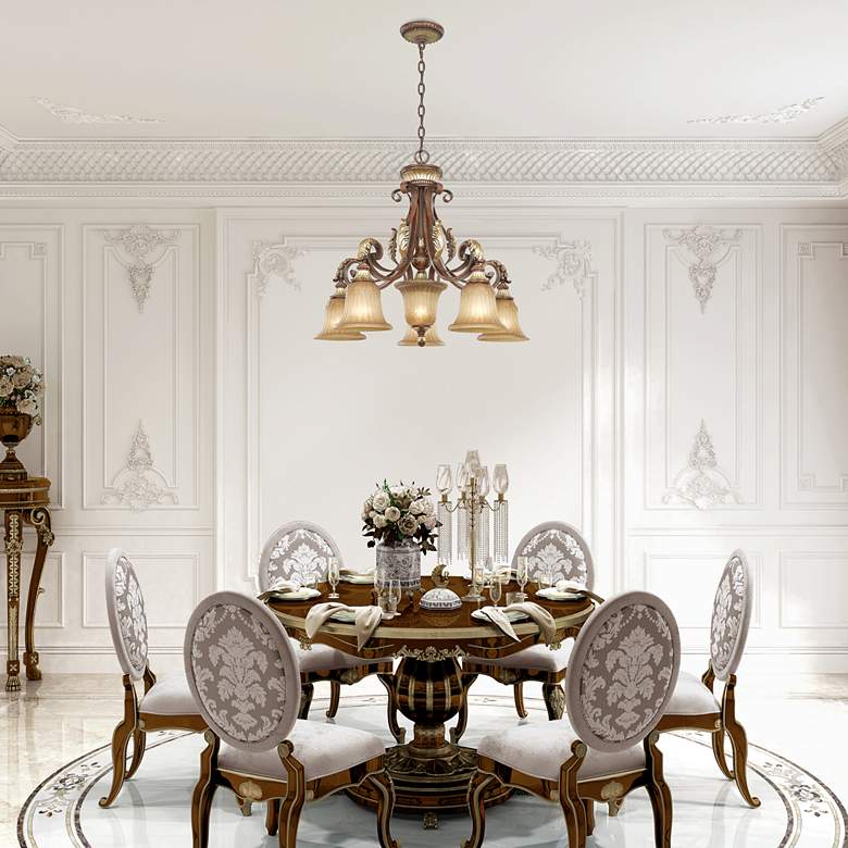 Image 1 Villa Verona 27" Wide Verona Bronze 6-Light Chandelier in scene