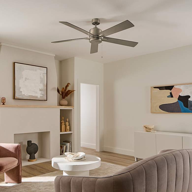 Image 1 60 inch Kichler Lucian II Brushed Nickel Pull-Chain Indoor Ceiling Fan in scene