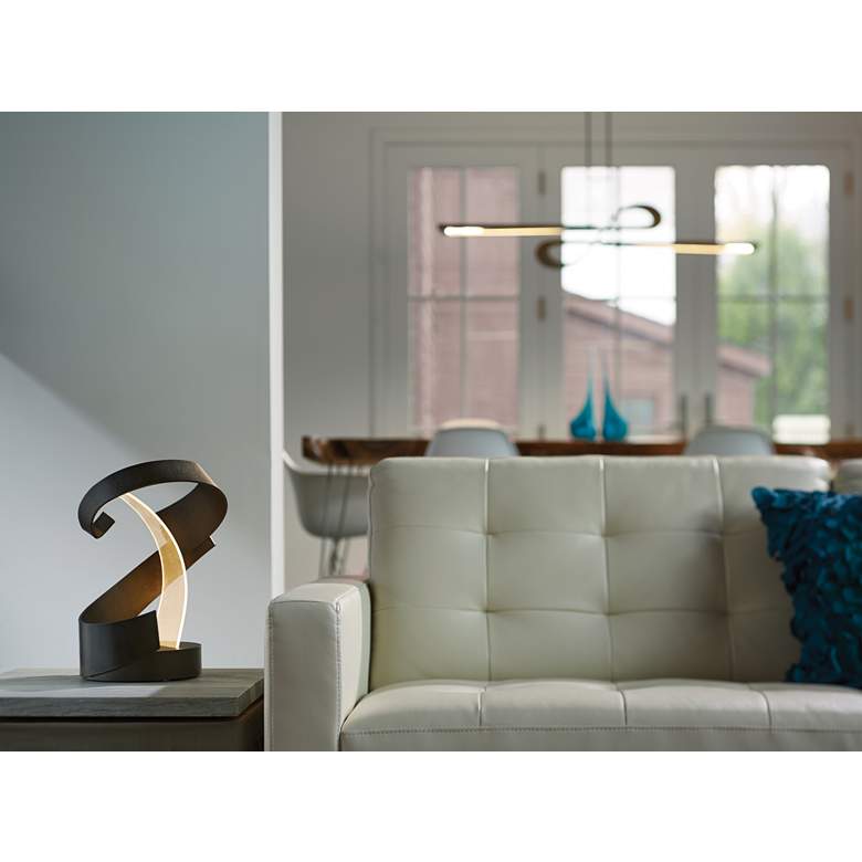Image 1 Hubbardton Forge Encounter 15" High Dark Smoke LED Accent Table Lamp in scene
