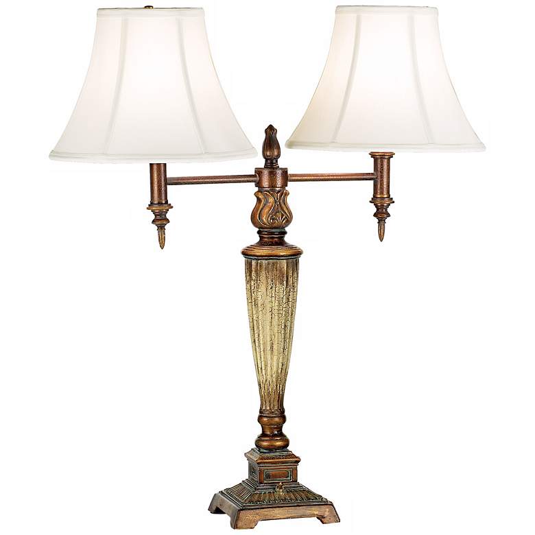 Image 1 1V338 - Table Lamp with Square Base and Bell Shades