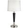 1V344 - Brushed Steel Tapered Smooth Wood Body Table Lamp