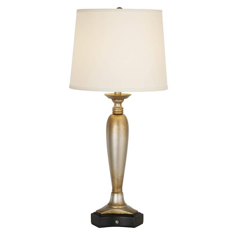 Image 1 1V349 - Weathered Silver Column Table Lamp W/ Triangle Base