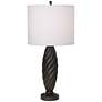 1V354 - Matte Bronze Twist Column Table Lamp with Outlet