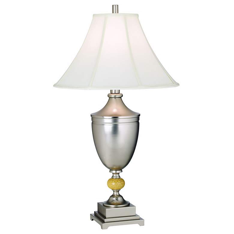 Image 1 1V361 - Brushed Nickel Urn Table Lamp W/ Ivory Ball Accent