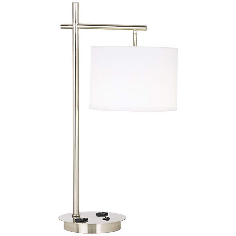 Image 1 1V372 - Nickel Table Lamp with Pendant Shade and Round base