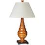 1V386 - Walnut Ribbed Table Lamp W/ Square Footed Base