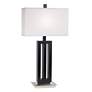 1V399 - Flat Black Rectangular Cutout Wood Table Lamp