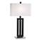1V399 - Flat Black Rectangular Cutout Wood Table Lamp