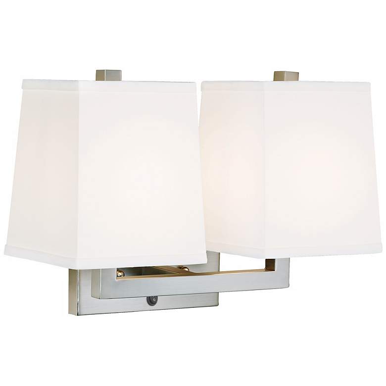 Image 1 1V410 - Brushed Nickel Double-Light L-Arm Wall Lamp