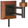 1V423 - Walnut and Bronze Square Base Plug-In Wall Lamp