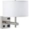 1V439 - Brushed Nickel Wall Lamp with Outlets
