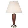 1V456 - Chrome Wood Table Lamp with Outlets