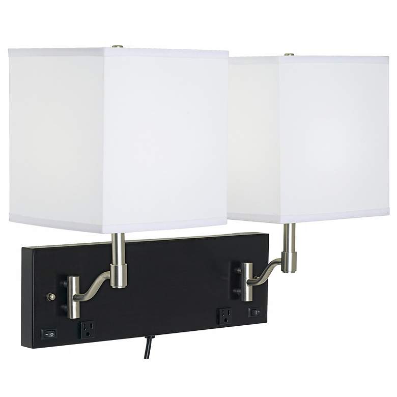 Image 1 1V482 - Espresso and Brushed Nickel 2-Light Wall Lamp