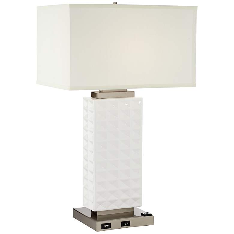 Image 1 1V534 - Satin Silver Waffle Block Workstation Table Lamp