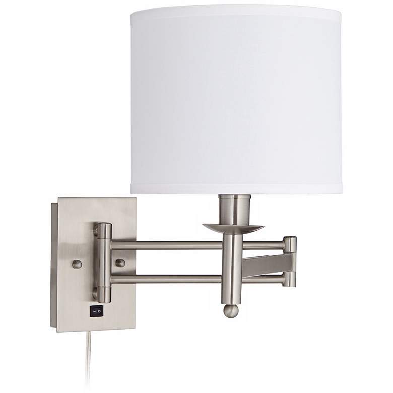 Image 1 1V590 - Brushed Nickel Plug-In Swing Arm Wall Lamp