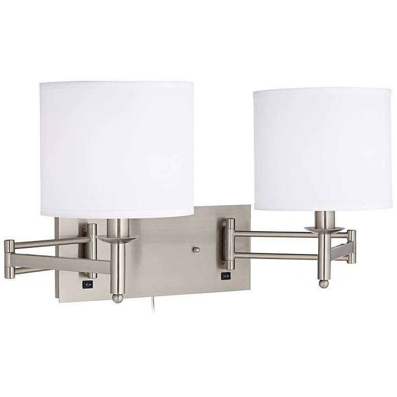 Image 1 1V601 - Brushed Nickel 2-Light Adjustable Wall Lamp