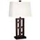 1V612 - Urban Coffee Wood Table Lamp with Outlet