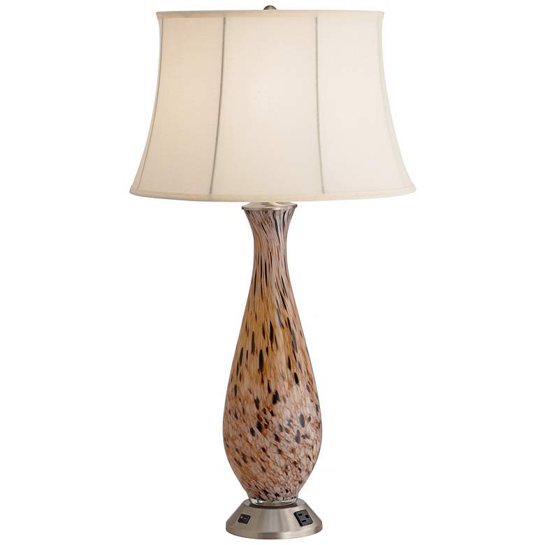 Image 1 1V629 - Brown and Gold Glass Table Lamp with Outlet