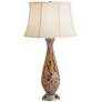 1V629 - Brown and Gold Glass Table Lamp with Outlet