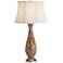 1V629 - Brown and Gold Glass Table Lamp with Outlet