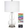 1V658 - Polished Chrome and Glass Table Lamp with Outlet
