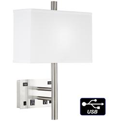 1V662 - Chrome Finish Metal Wall Lamp with 2 Outlets