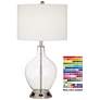 1V667 - Brushed Nickel and Glass Jar Table Lamp W/ Outlets