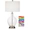 1V667 - Brushed Nickel and Glass Jar Table Lamp W/ Outlets