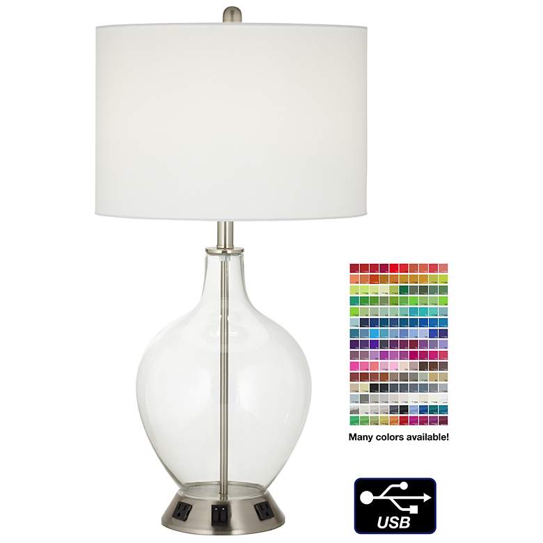 Image 1 1V673 - Polished Nickel Glass Jar Table Lamp with Outlets