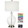 1V673 - Polished Nickel Glass Jar Table Lamp with Outlets